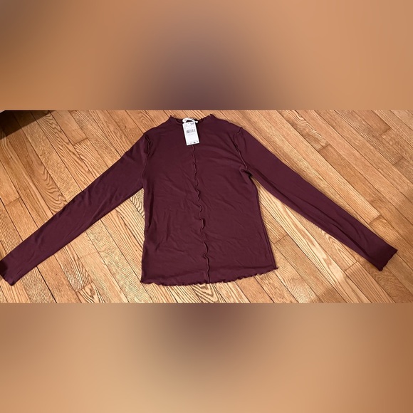 Mango Tops - Mango Purple Long Sleeve Top Size M NWT Lettuce Hem